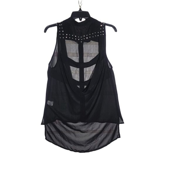 ✨✨✨Material Girl Women's blouse Size M transparent mesh High Low Sleeve less Top - Picture 2 of 7